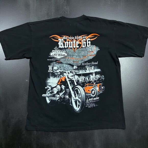 Pro 5 Las Vegas Route 66 The Mother Road Motorcycle Black Tee Men's Size XL - Picture 1 of 8